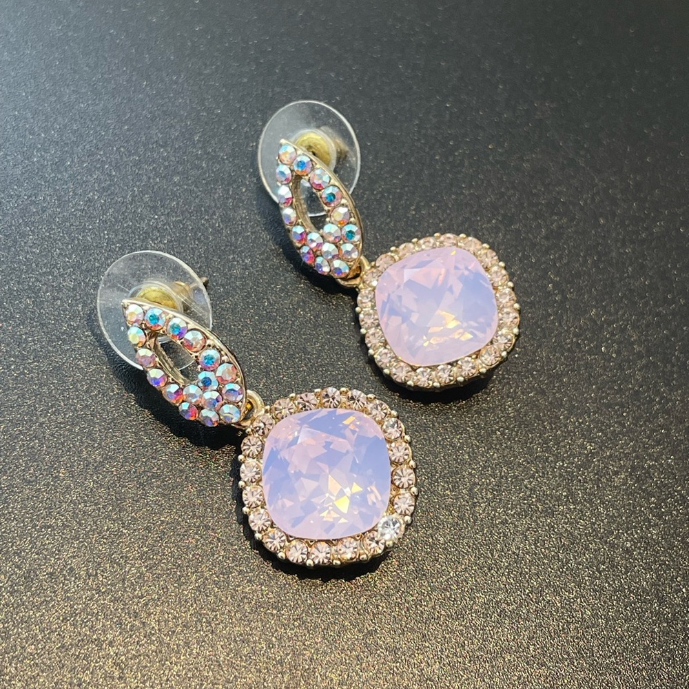 Elegant Gold and Pink Crystal Earrings